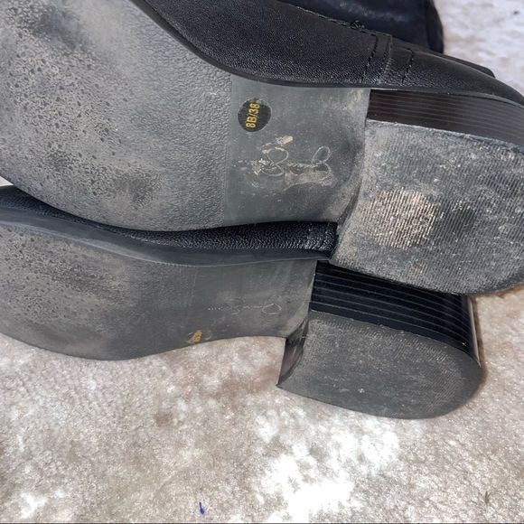 JESSICA SIMPSON Knee High Fold Over soft Leather Boot black block heel SZ 8 - Picture 5 of 8